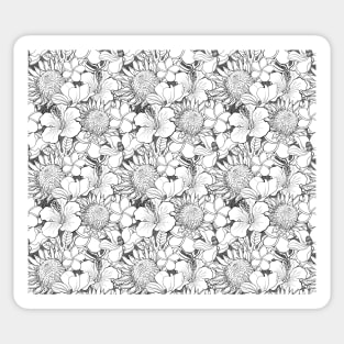 Black and White Flower Design Sticker